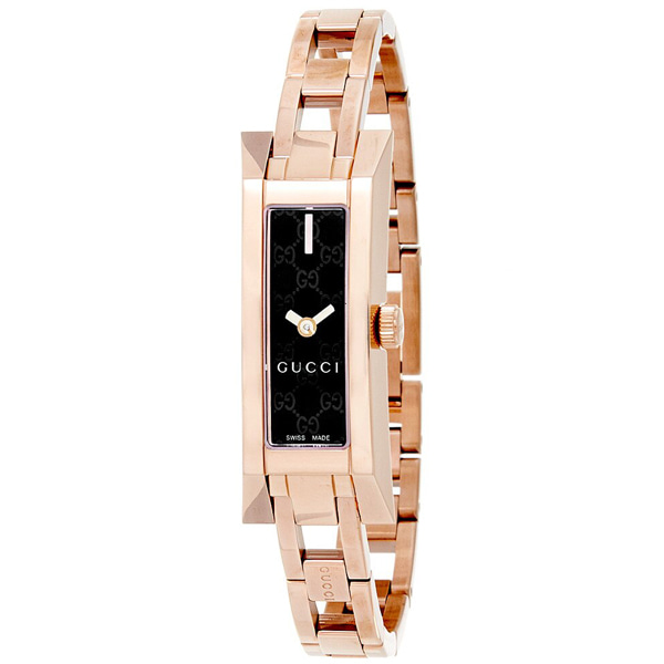 [추가비용없음] 구찌 YA110523 G-Link Quartz Black Dial Rose Gold Tone Stainless Steel Watch