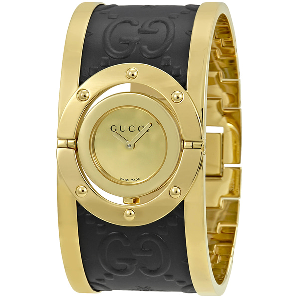 [추가비용없음] 구찌 YA112444 Twirl 23mm Yellow Leather Band Gold Plated Case Gold-Tone Dial Watch