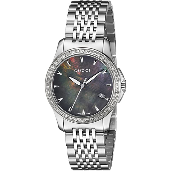 [추가비용없음] 구찌 YA126507 G-Timeless Black Mother-of-Pearl Diamond Dial Ladies Watch
