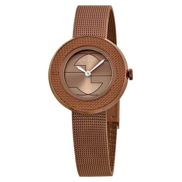 [추가비용없음] 구찌 YA129520 U PLAY Collection Analog Display Brown Swiss Quartz Watch