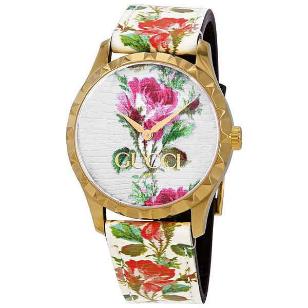 [추가비용없음] 구찌시계 GUCCI  YA1264084 G-Timeless Beige Flower Print Dial Ladies Watch
