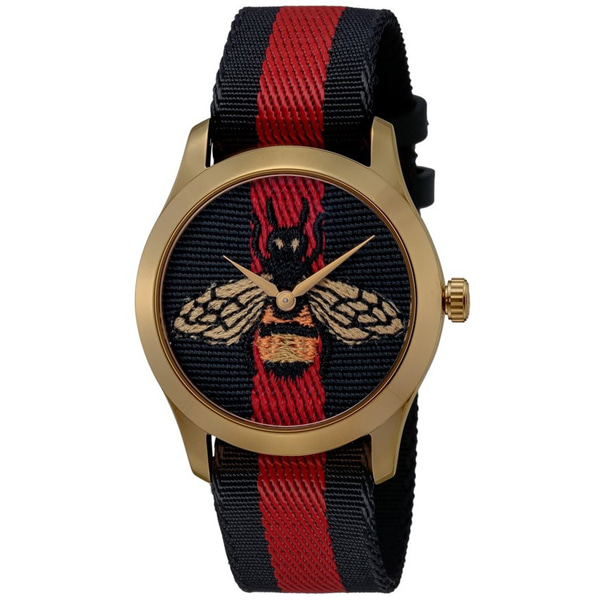 [추가비용없음] 구찌 GUCCI YA1264061 G-Timeless Blue and Red Dial with Embroidered Bee Watch