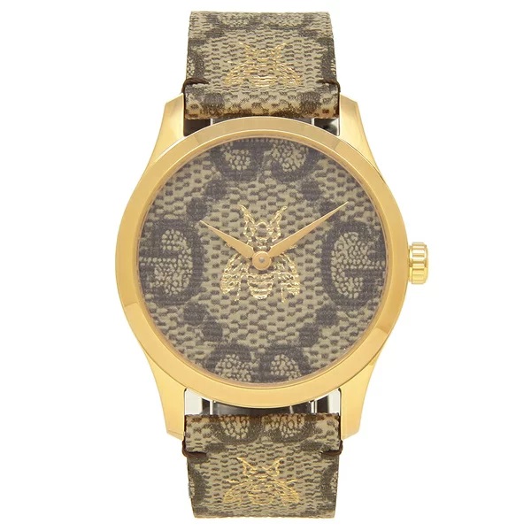 [추가비용없음] 구찌 GUCCI YA1264068 G-timeless Supreme Canvas Yellow Gold Dial 38mm Watch