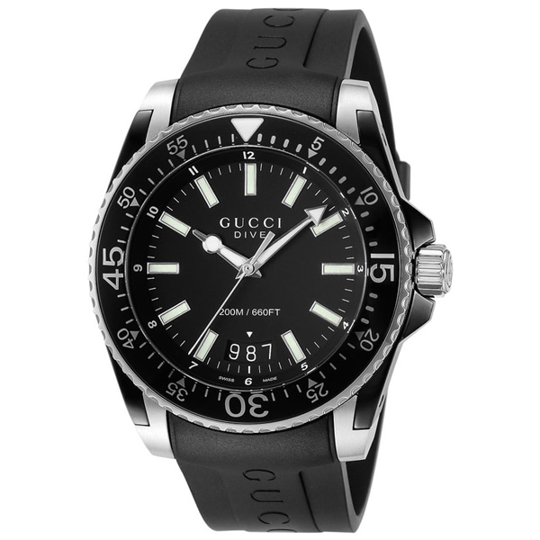 [추가비용없음] 구찌 GUCCI YA136204A Dive 45mm Men&#039;s Black Rubber Watch