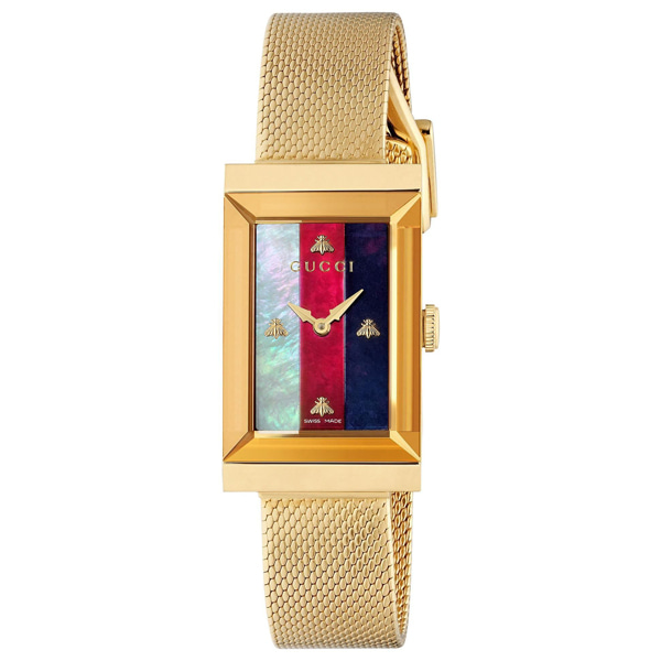 [추가비용없음] 구찌 GUCCI YA147410 G-Frame Gold-Tone Stainless Steel Rectangle Dial Watch